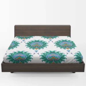 Ethnic Green Turquoise Pattern Fitted Sheet 1