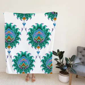 Ethnic Green Turquoise Pattern Fleece Blanket