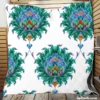 Ethnic Green Turquoise Pattern Quilt Blanket