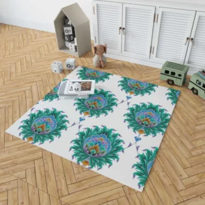 Ethnic Green Turquoise Pattern Rug 1