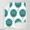 Ethnic Green Turquoise Pattern Sherpa Fleece Blanket