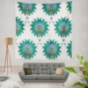 Ethnic Green Turquoise Pattern Wall Tapestry