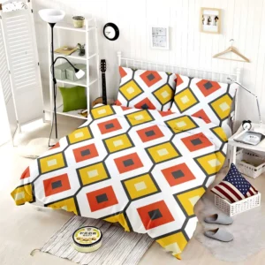 Ethnic Ikat Yellow Orange Bedding Set