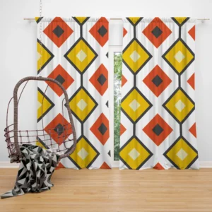 Ethnic Ikat Yellow Orange Curtain