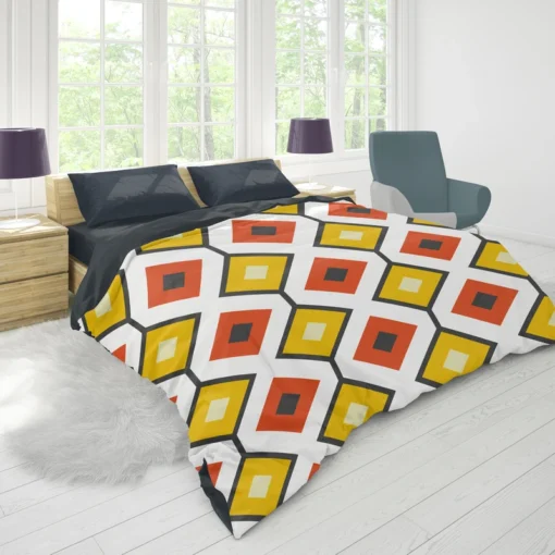 Ethnic Ikat Yellow Orange Duvet Cover 1