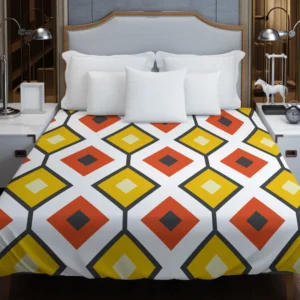 Ethnic Ikat Yellow Orange Duvet Cover