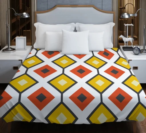 Ethnic Ikat Yellow Orange Duvet Cover