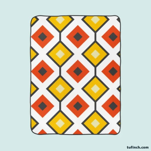 Ethnic Ikat Yellow Orange Fleece Blanket 1