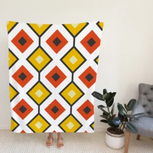 Ethnic Ikat Yellow Orange Fleece Blanket