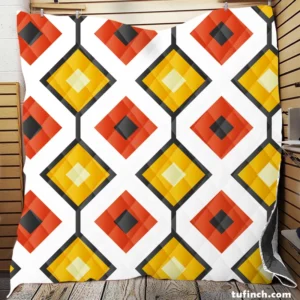 Ethnic Ikat Yellow Orange Quilt Blanket