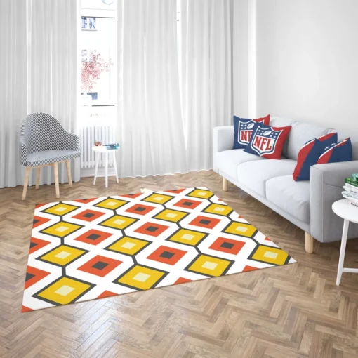 Ethnic Ikat Yellow Orange Rug 2