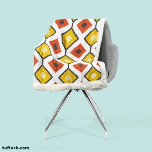 Ethnic Ikat Yellow Orange Sherpa Fleece Blanket 2