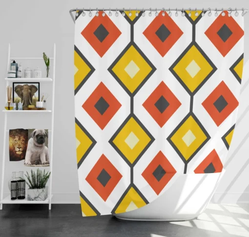 Ethnic Ikat Yellow Orange Shower Curtain