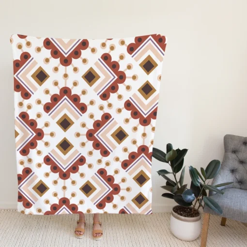 Ethnic Oriental Ikat Fleece Blanket