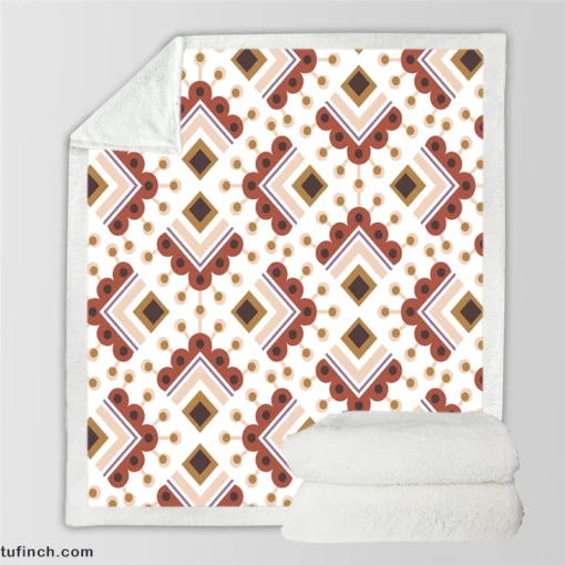 Ethnic Oriental Ikat Sherpa Fleece Blanket