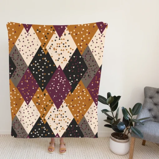 Ethnic Retro Triangle Pattern Fleece Blanket