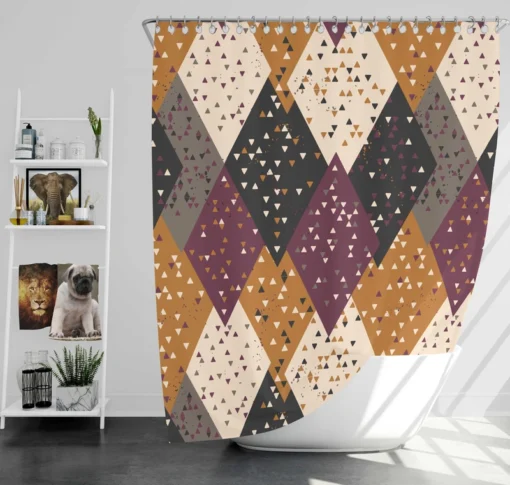 Ethnic Retro Triangle Pattern Shower Curtain