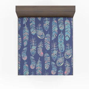 Ethnic Tribal Feather Background Fitted Sheet