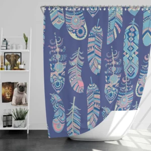 Ethnic Tribal Feather Background Shower Curtain