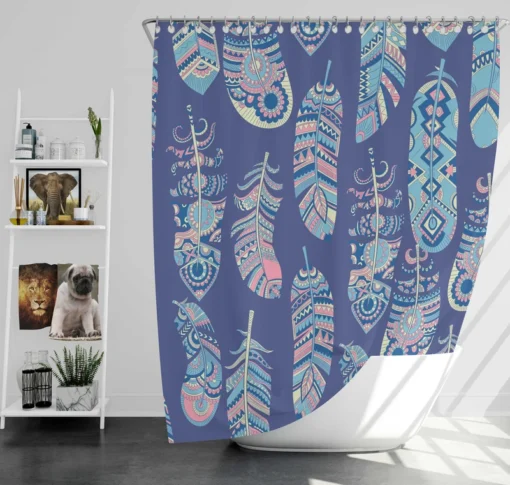 Ethnic Tribal Feather Background Shower Curtain