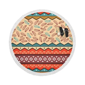 Ethnic Tribal Pattern Background Round Beach Towel