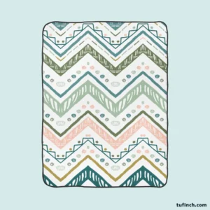 Ethnic Zigzag Chevron Motif Fleece Blanket 1