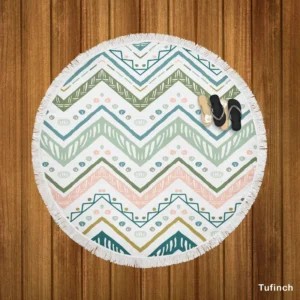 Ethnic Zigzag Chevron Motif Round Beach Towel