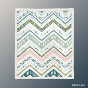 Ethnic Zigzag Chevron Motif Sherpa Fleece Blanket 1