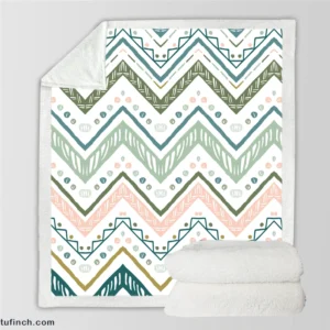 Ethnic Zigzag Chevron Motif Sherpa Fleece Blanket