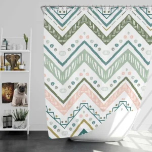 Ethnic Zigzag Chevron Motif Shower Curtain