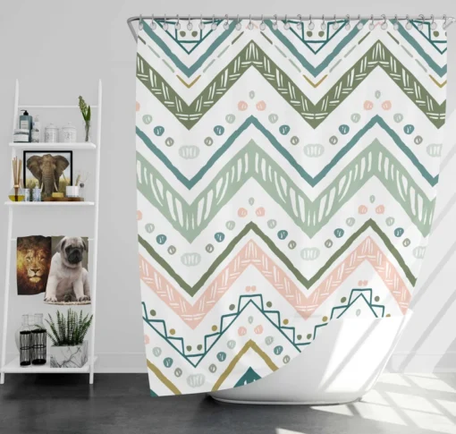 Ethnic Zigzag Chevron Motif Shower Curtain