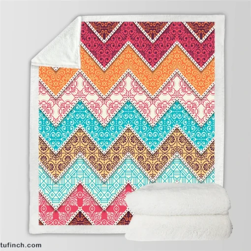 Ethnic Zigzag Pattern Sherpa Fleece Blanket