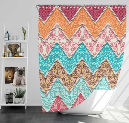 Ethnic Zigzag Pattern Shower Curtain