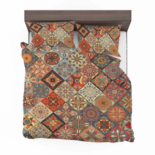 Ethnical Floral Mandala In Orange Bedding Set 2