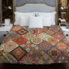 Ethnical Floral Mandala In Orange Duvet Cover