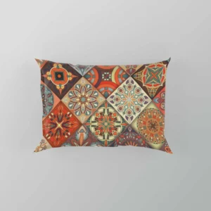 Ethnical Floral Mandala In Orange Pillow Case