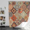 Ethnical Floral Mandala In Orange Shower Curtain