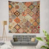 Ethnical Floral Mandala In Orange Wall Tapestry