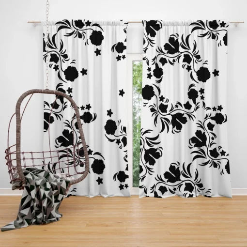 Ethno Pattern Boho Floral Design Curtain