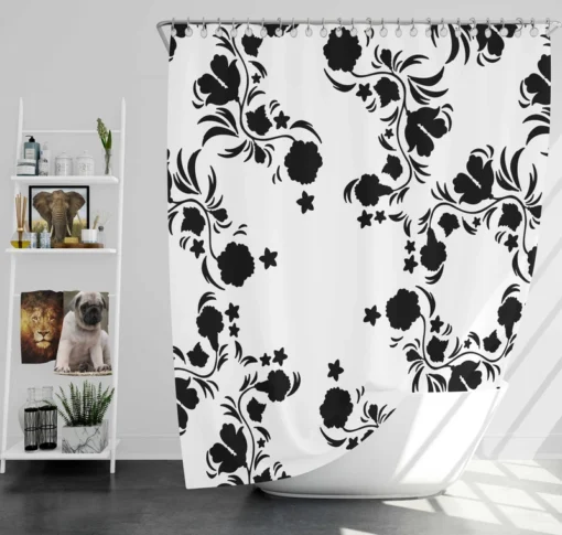 Ethno Pattern Boho Floral Design Shower Curtain