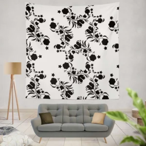 Ethno Pattern Boho Floral Design Wall Tapestry