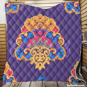 Exotic Blooming Floral Design Quilt Blanket