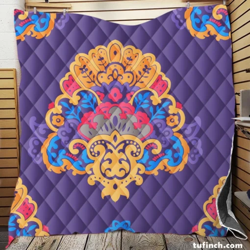 Exotic Blooming Floral Design Quilt Blanket