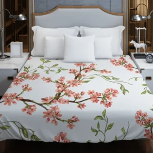 Exotic Chinoiserie Vintage Sakura Pattern Duvet Cover