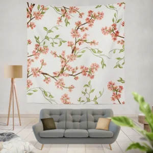 Exotic Chinoiserie Vintage Sakura Pattern Wall Tapestry