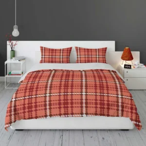 Faded Red Ambesonne Plaid Pattern Bedding Set 1