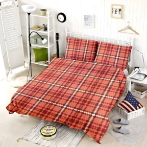 Faded Red Ambesonne Plaid Pattern Bedding Set