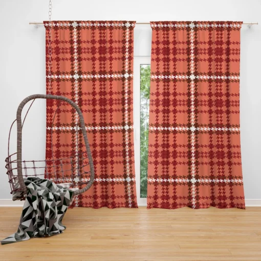 Faded Red Ambesonne Plaid Pattern Curtain