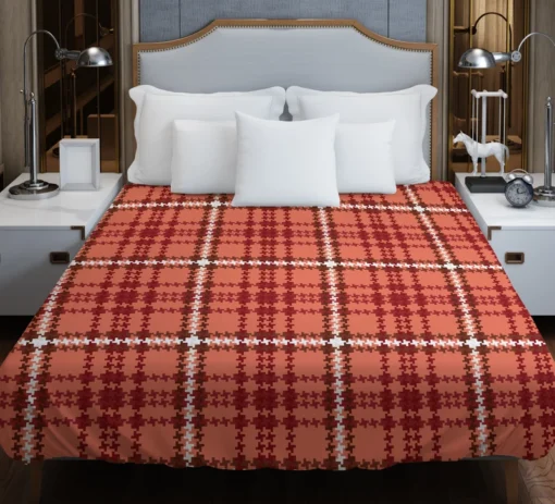 Faded Red Ambesonne Plaid Pattern Duvet Cover