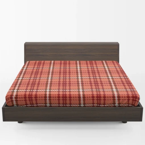 Faded Red Ambesonne Plaid Pattern Fitted Sheet 1